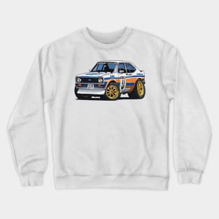 cartoon drawings of Ford Escort MK2 rally car Crewneck Sweatshirt